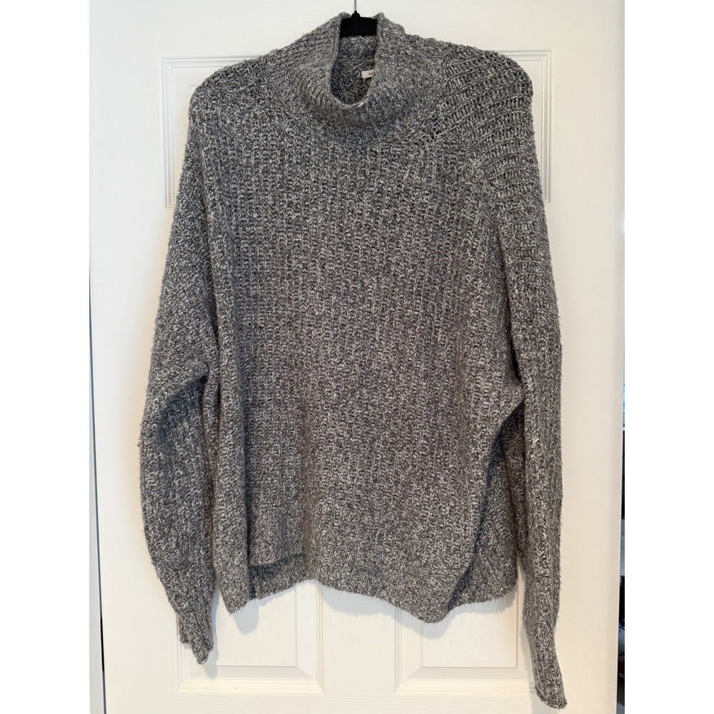 American Eagle Grey Marled Knit Oversized Turtleneck Sweater XL Relaxed Fit